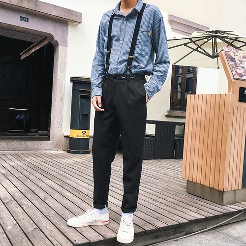 Korean Men's Casual Suspender Trousers 