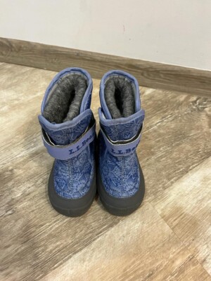 L.L. Bean Northwoods Winter Schnee Stiefel blau Schneeflocken Print Kleinkind Größe 5 UK4,5