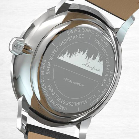 Akerfalk First Season Quarz Stahl Swiss Leder Weiß Silber Braun