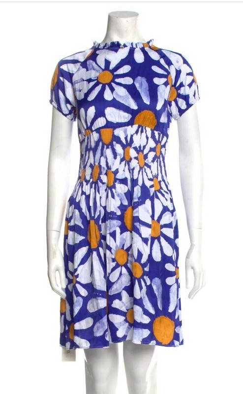 Girls (or possibly Womens') Marni Blue White Orange Daisy Floral Dress 14 EUC