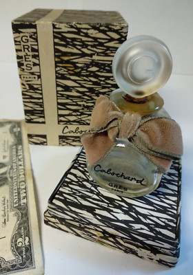 Vintage rare CABOCHARD GRES glass bottle perfume with bow in original case PARIS