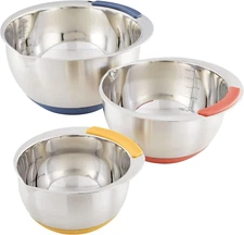 Curry Kitchenware Pantryware Stainless Steel Nesting Mixing Bowls, 3-Piece Set, 