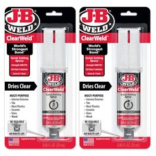 J-B Weld ClearWeld 5 Minute Epoxy, Clear, Syringe, 2 Pack, 50112-2