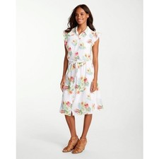 Tommy Bahama Gardenia Blooms Silk Floral Tie Dress Women's S Spring Summer