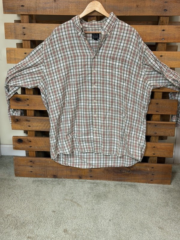 Jos. A. Bank Travelers Men’s SZ XL Button Down Shirt Plaid 100% Cotton Office