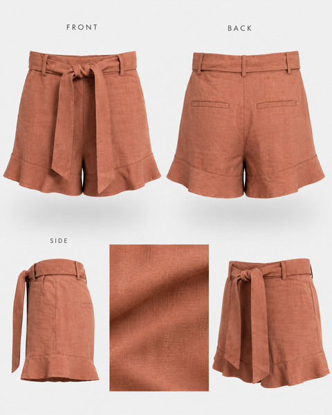 Witchery Size 4 Limited Edition 100% Linen Blue High Rise Summer Shorts