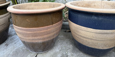 16x Large Glazed Ceramic Round Plant Pots Multicolour Indoor/Outdoor Set