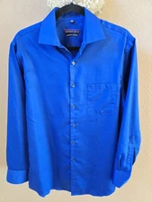 Geoffrey Beene 15 1/2 32/33 Fitted No Iron Shirt Cobalt Blue Men’s Button Down