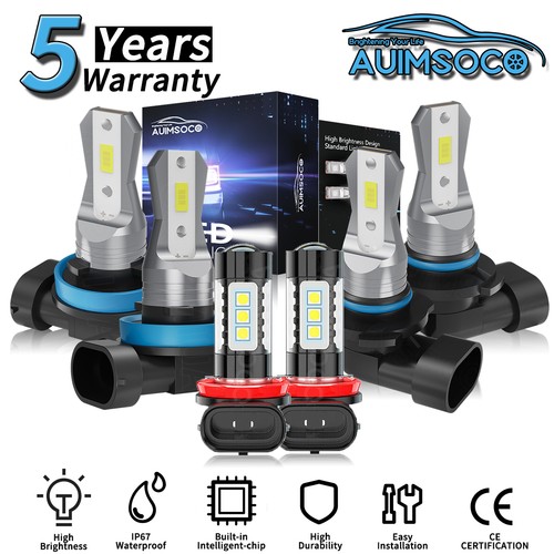 For RAM 1500 2500 3500 2019-2023 LED Headlight Hi/Lo Beam Fog Light Bulbs 6500K