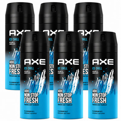 6p Axe Ice Chill for Men Spray on Body Deodorant Classic 5.07 oz Pack