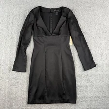 Moda International Dress Womens 6 Long Sleeve Bodycon Plunge Mini USA