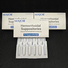 Major Hemorrhoidal Suppositories 3 Boxes 36 CNT 