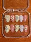 Homemade CUSTOM Press-On Nails, Oval, Medium, Short, Pink/Blue/White/Sparkly — photo 2