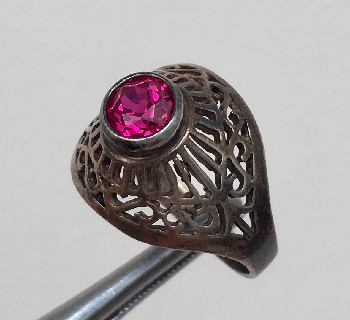 Ring № 66 Vintage Soviet Red Ruby Ring Silver Rin… - image 5