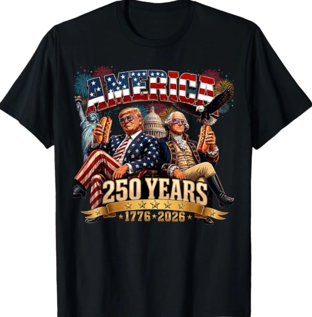 250 Years America Anniversary 250th Trump Washington Vintage T-Shirt - product detail image 1