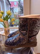 UGG Boots Classic Boots Sparkle Sequin Bling Silver and Nav Size UK 8.5 new