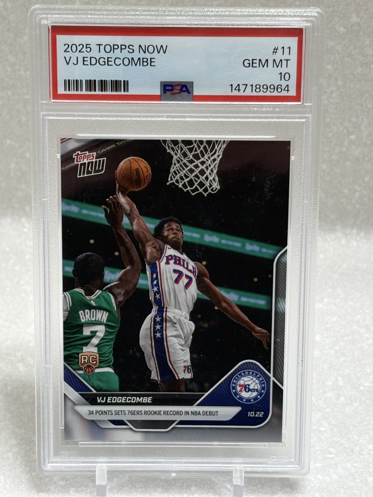 2025-26 Topps Now - VJ Edgecombe #11 /17761 PSA 10 RC