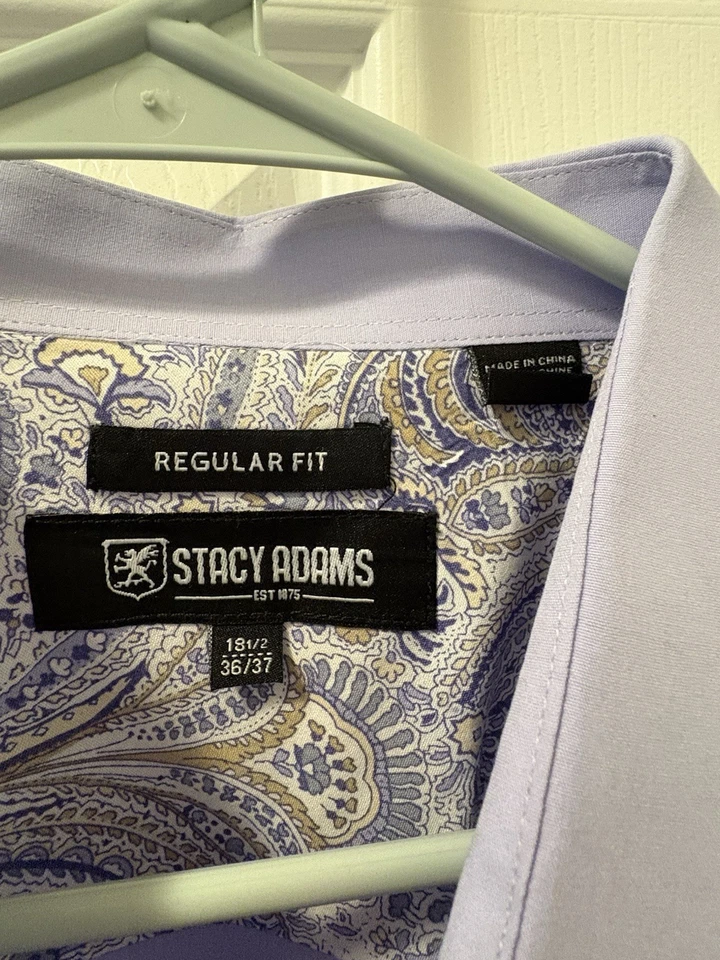 "Camisa de vestir para hombre de Stacy Adams 2 XL 18-18,5 34/35 lavanda púrpura pecho 60""" Foto 3 de 3
