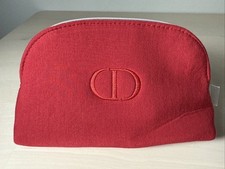 Dior Beauty Red Makeup Bag Clutch Zipper Soft Bag with CD Logo