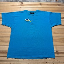 Vintage 90s Disney Original Donald Duck Embroidered Henley T-Shirt USA Made - XL