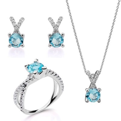 Orphelia  Damen Schmuck Set: Necklace + Earrings + Ring Silber SET-7478/AQ/52