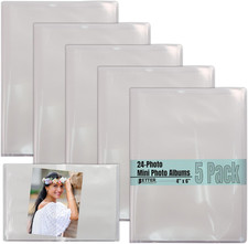 24 Photo Mini Photo Album, 4 x 6 Inch, Pack of 5, Clear View Cover, Holds 24 Pho