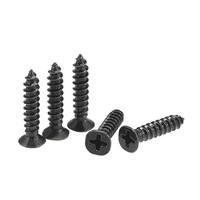 200Stk. M4X20Mm Holzschrauben Kreuzschlitz Flachkopf Selbstschneidend Schwarz
