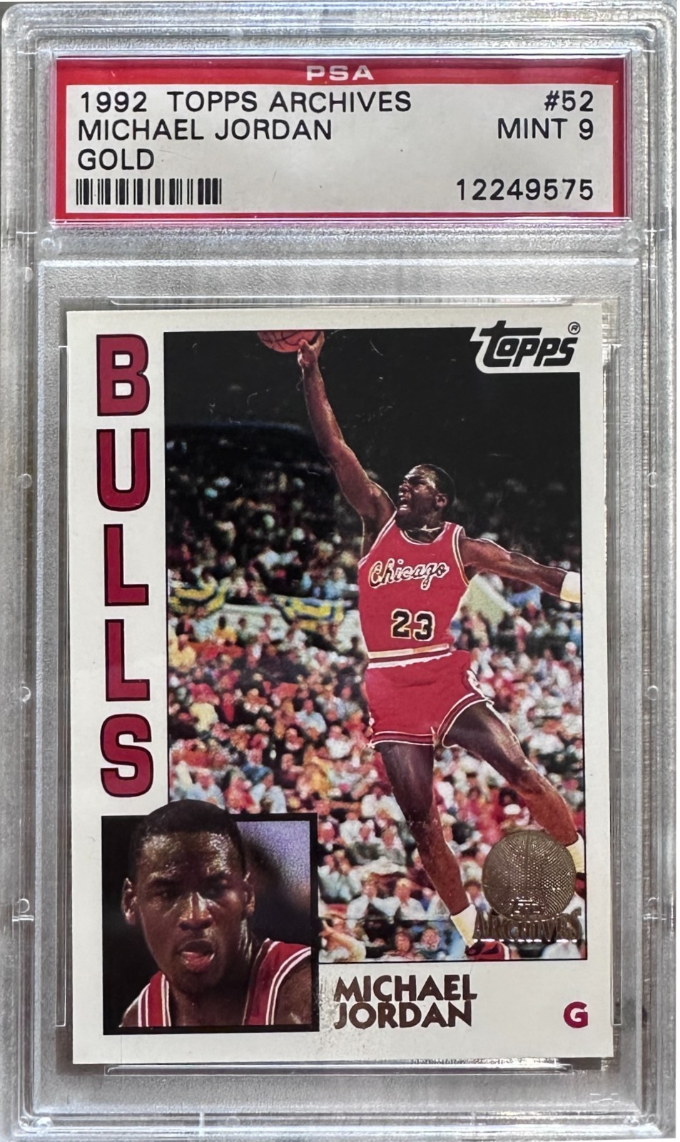 1992/93 TOPPS ARCHIVES GOLD MICHAEL JORDAN #52 PSA 9