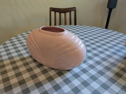 Vintage 1980's HAEGER Style  POTTERY  Salmon Pink LARGE MODERN STYLE VASE