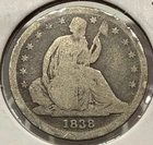 1838 Seated Liberty Dime Silver 10C US Coin Early Date - VG Detail