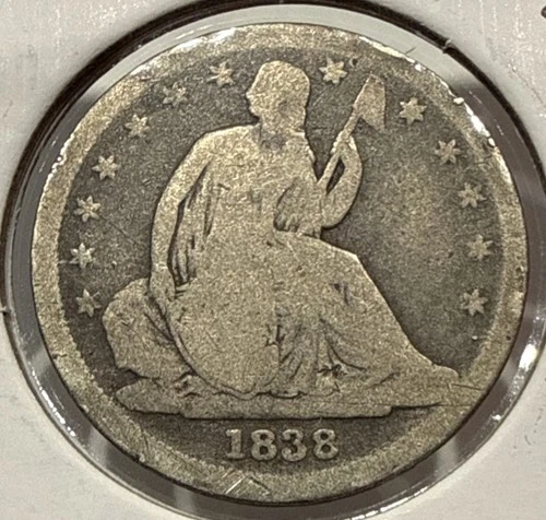 1838 Seated Liberty Dime Silver 10C US Coin Early Date - VG Detail