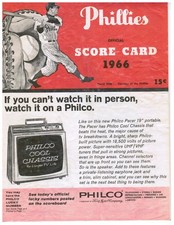Philadelphia Phillies Signed 1966 Score Card - Don Hoak & Jim Pagliaroni