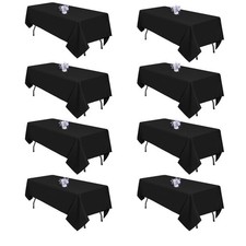 8 Pack Black Tablecloths 60x102 Inch Table Cloths for 6 Foot Rectangle Tables...