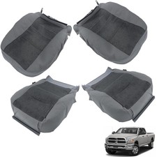 4Pcs Seat Covers Gray Black Cloth Top Bottom Driver Passenger for 1500 2013 2018