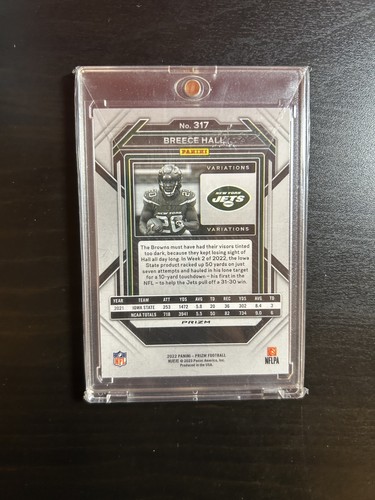 2022 Panini Prizm Breece Hall Silver Negative Variation Rookie RC #317 Jets - Picture 2 of 2