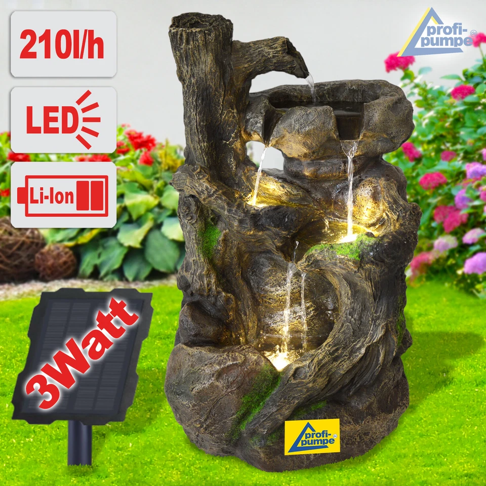 SOLAR SPRINGBRUNNEN ZIERBRUNNEN WASSERSPIEL GARTEN BRUNNEN KASKADE TEICHPUMPE