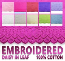 Daisy in Leaf 100% Cotton Embroidered Eyelet Fabric 42" Wide Sold by The Yard