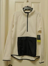 XERSION Womens Mock Neck Long Sleeve Fleece 1/4 Zip Jacket Black, Ivory Size XL 