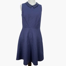 Tommy Hilfiger Fit and Flare Dress Size 4 Navy Textured Twee Soft Girl Old Money