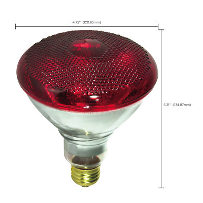 175BR38/HR RED HEAT LAMP 175W Watt BR38 120V Volt Medium E26 Base