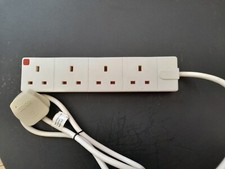4 Gang Way Socket Extension Lead 1 Meter Cable Lead 13Amp 250V