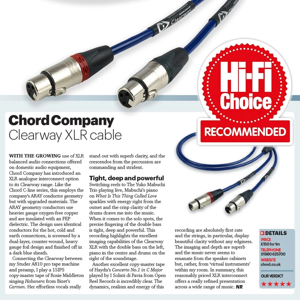 Chord Clearway X Aray Analogue Interconnects XLR Pair - Image 4 of 4