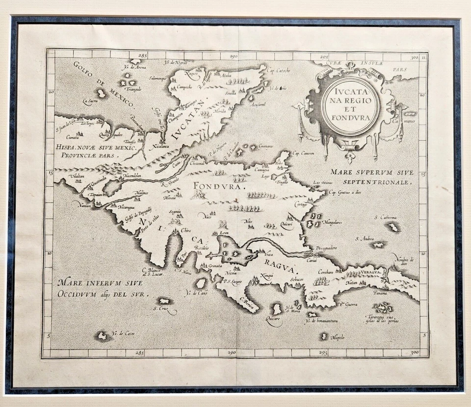 Antique Original Rare c1600 Map of Yucatan and Central America by C. Wyfliet - Image 2 of 4