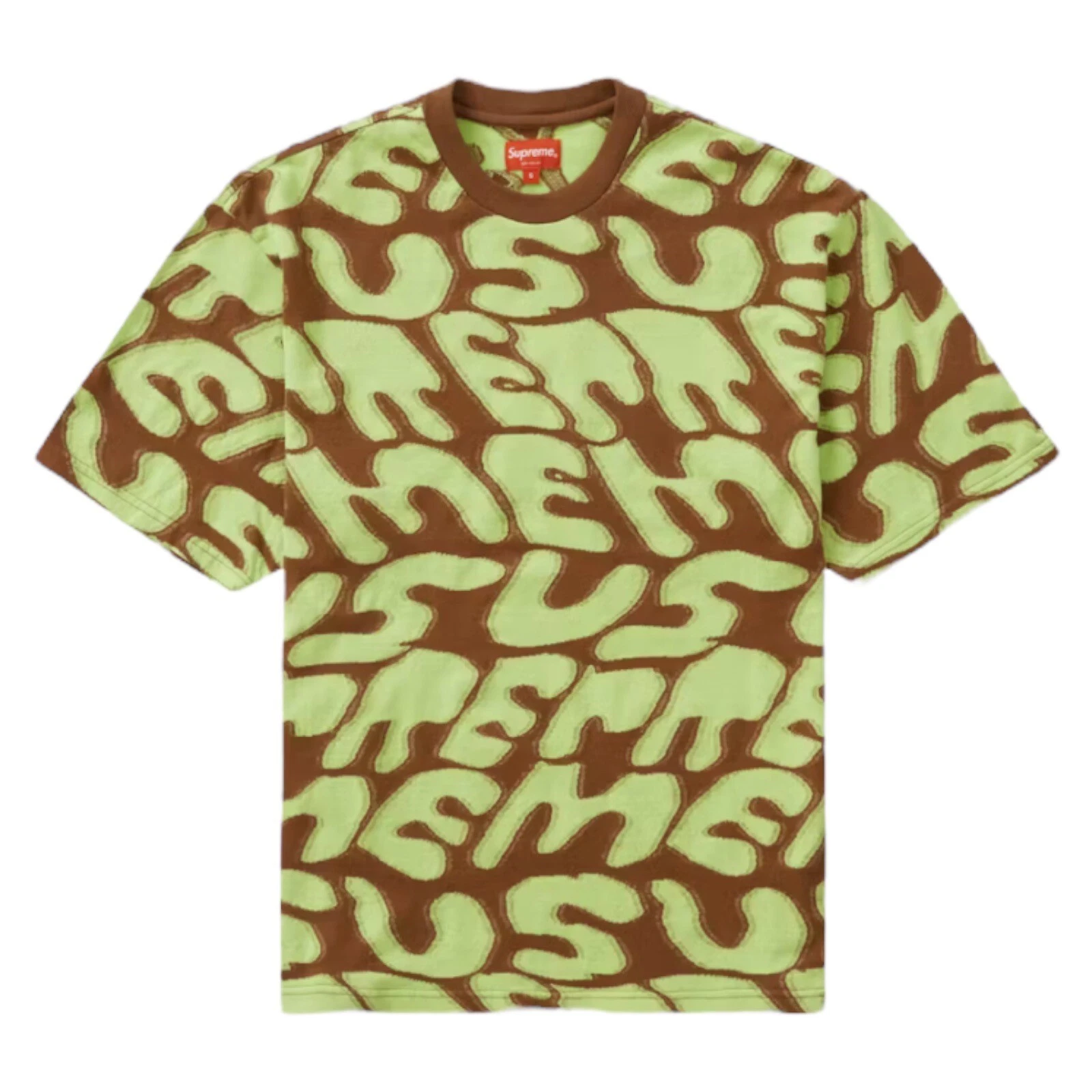 SUPREME Stacked Script Intarsia haut à manches courtes SS23 marron taille moyenne