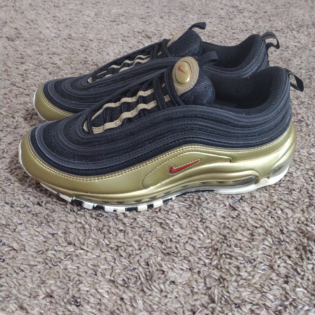 SAOLA Scarpe Nike Air Max 97 Uomo Taglia 7 Lati B Oro Metallizzato Running Sneakers Atletiche