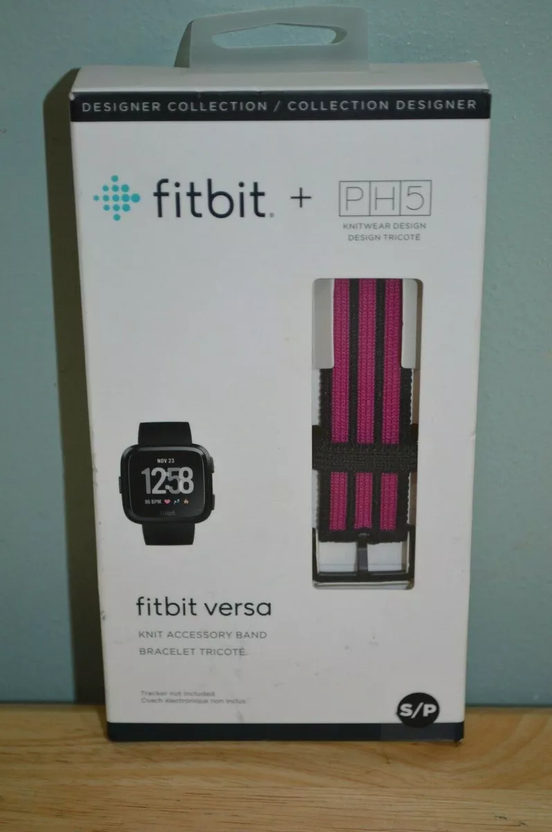New Genuine FITBIT PH5 Versa Knit Accessory Band Pink Black Size Small