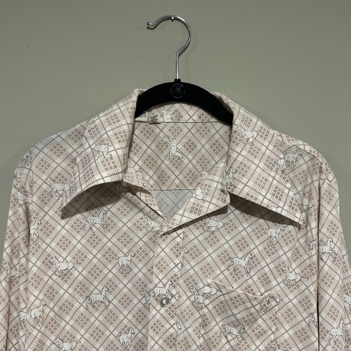 70’s cotton×nylon vintage shirt ビンテージ USA製 70s VINTAGE Champion 染み込みプリント 七分袖 半袖 T-sh