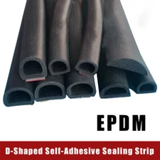 EPDM Rubber D-Shaped Sealing Strip Hollow Self-Adhesive Foam Edge Guard Seal