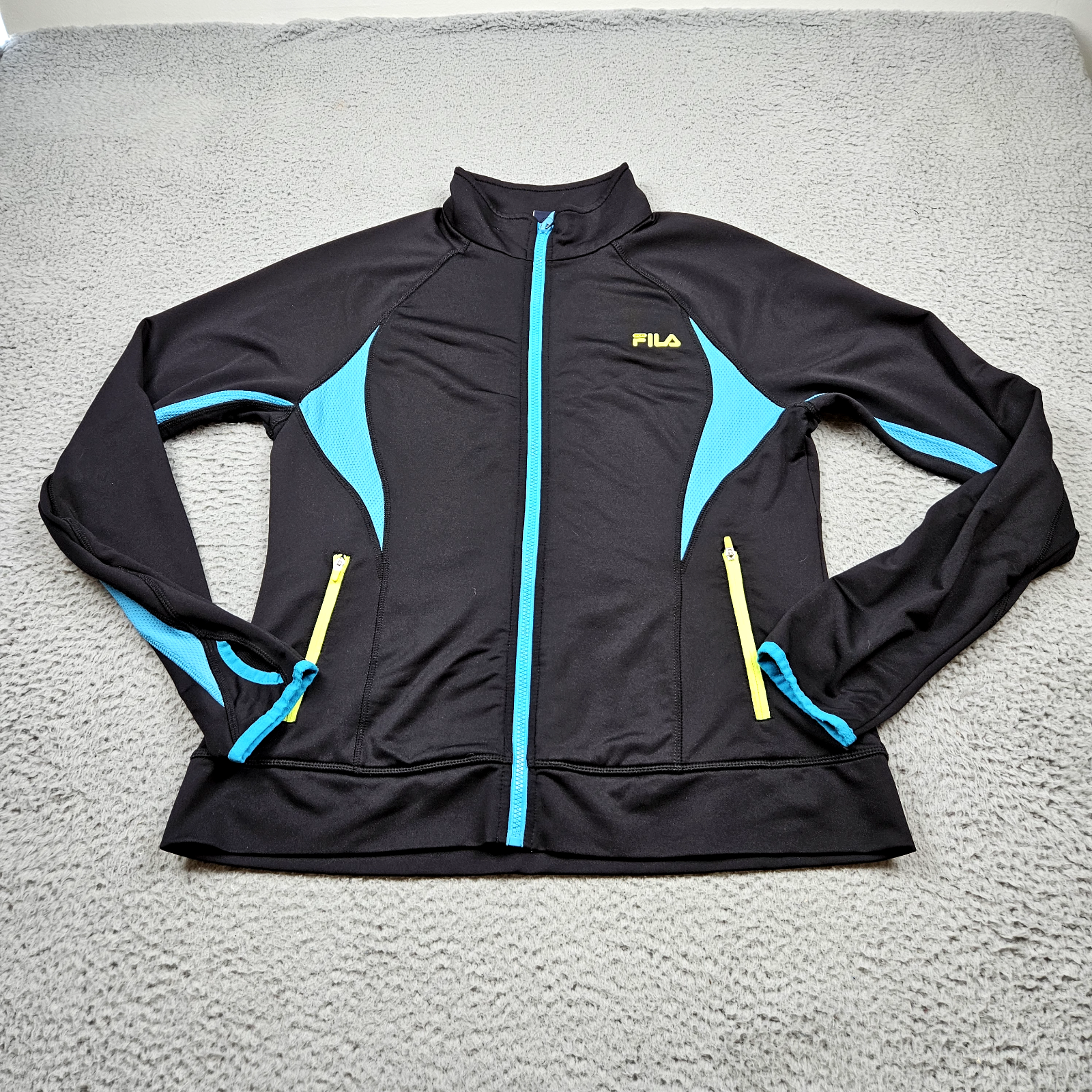 Giacca sportiva Fila uomo XL nero blu manica lunga full zip