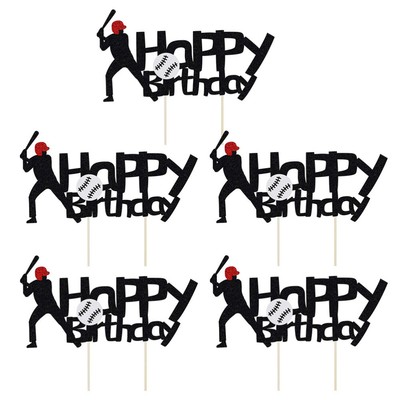  5 Pcs Kind Baby Tortenaufsätze Mit Baseball-Thema Kuchenverzierungen